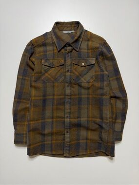 Icebreaker Lodge Flannel Long Sleeve Buttonup Shirt Mens Small Brown Outdoor